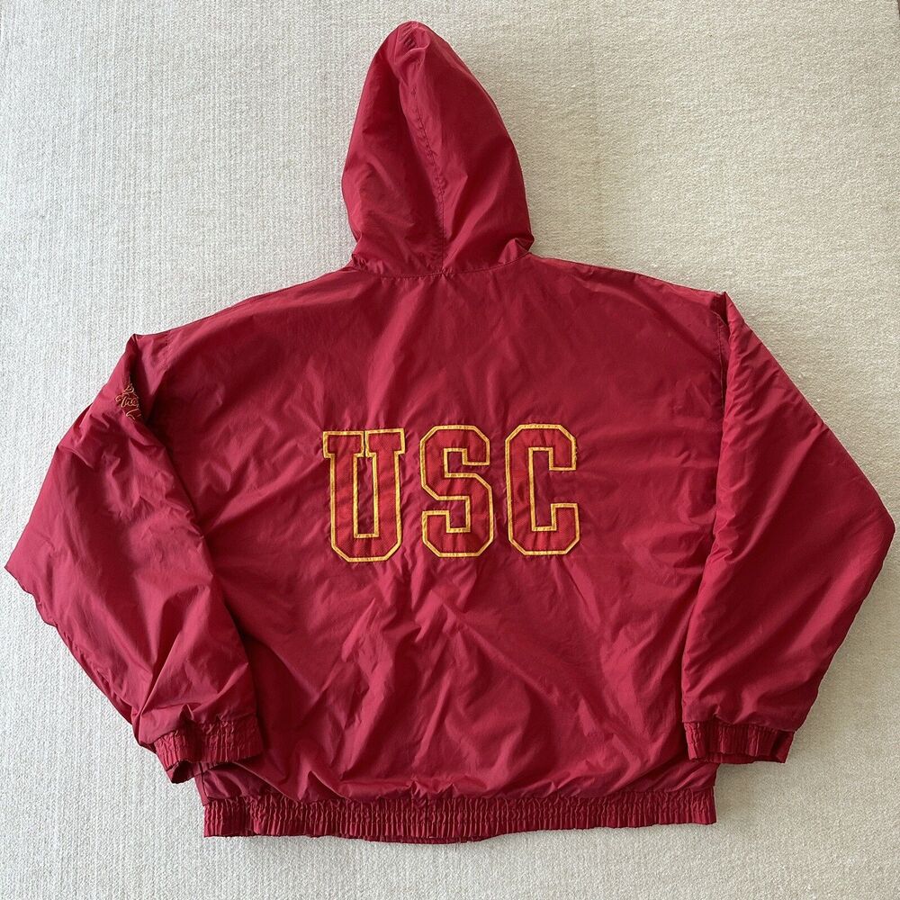 USC Vintage 90s Sideline Rain Jacket Size XL Southern California Nylon Football